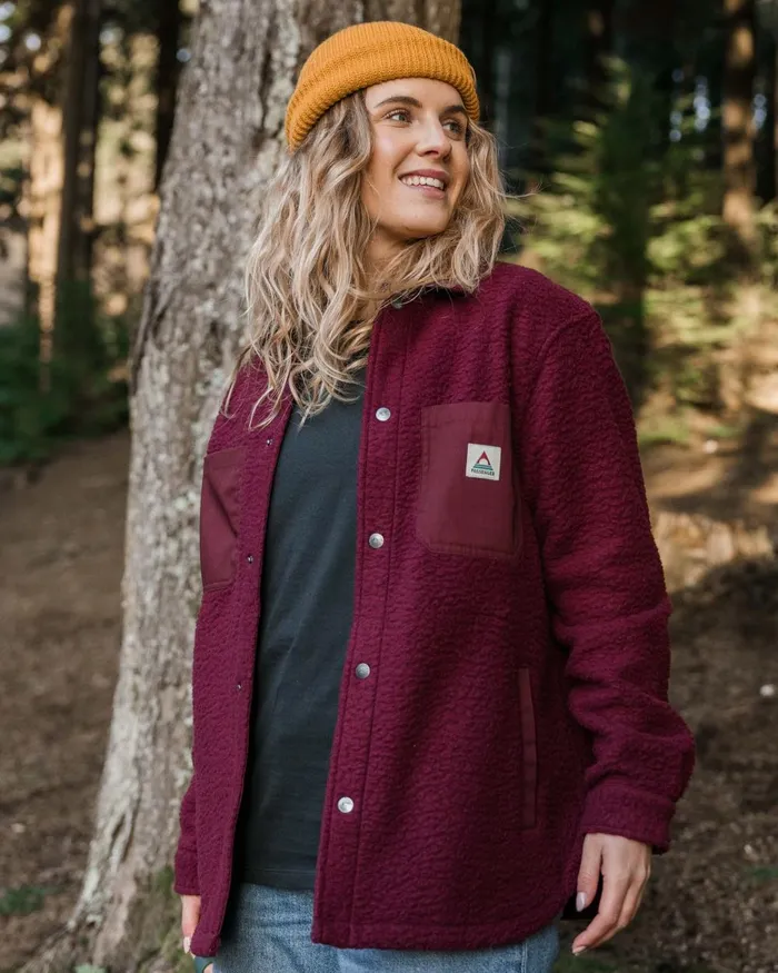Passenger Tops Women Rappel Recycled Sherpa Oversized Shirt Wine Wine