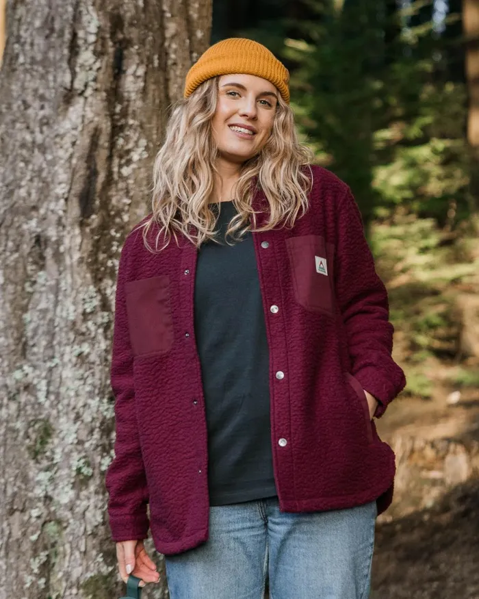 Passenger Tops Women Rappel Recycled Sherpa Oversized Shirt Wine Wine
