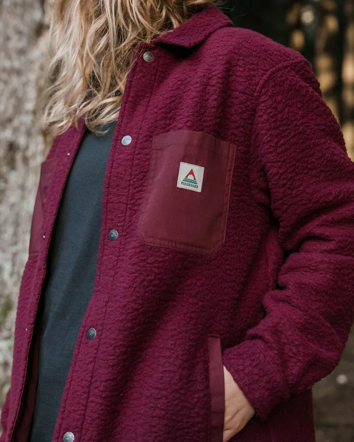 Passenger Tops Women Rappel Recycled Sherpa Oversized Shirt Wine Wine