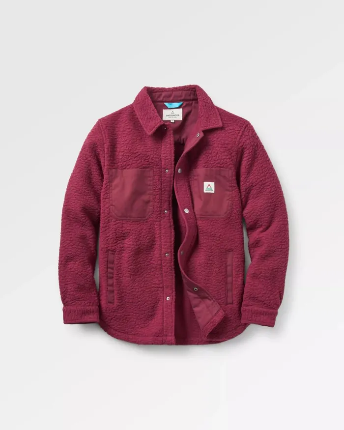 Passenger Tops Women Rappel Recycled Sherpa Oversized Shirt Wine Wine