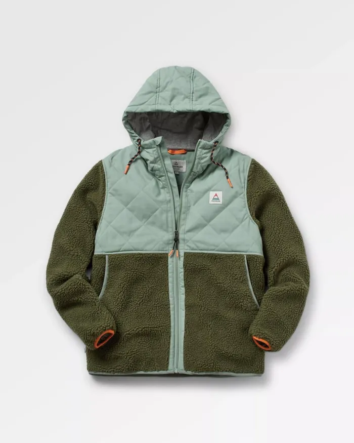 Passenger Tops Women Sefton Recycled DeepPile Sherpa Full Zip Fleece Khaki Khaki