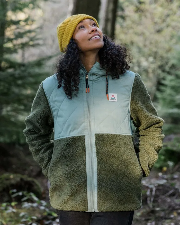 Passenger Tops Women Sefton Recycled DeepPile Sherpa Full Zip Fleece Khaki Khaki