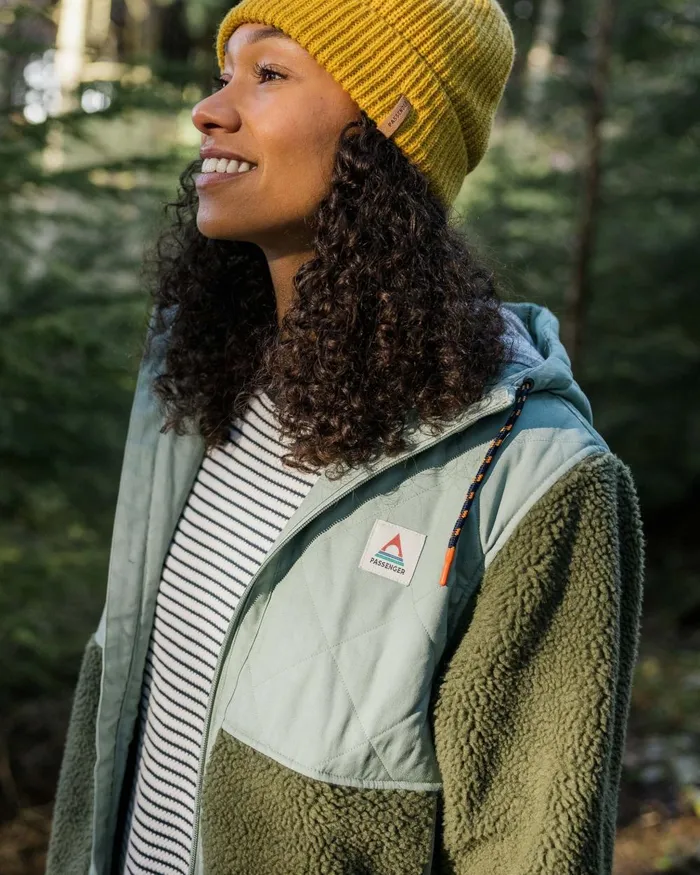 Passenger Tops Women Sefton Recycled DeepPile Sherpa Full Zip Fleece Khaki Khaki