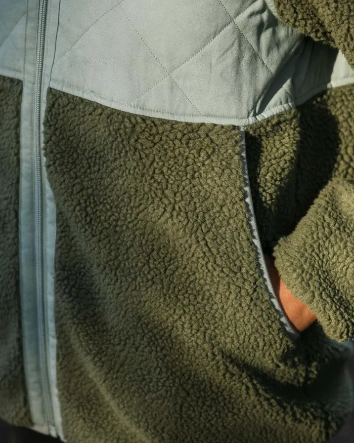 Passenger Tops Women Sefton Recycled DeepPile Sherpa Full Zip Fleece Khaki Khaki