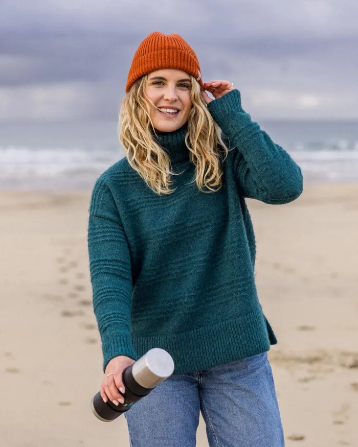 Passenger Tops Women Snug Recycled Polo Neck Knitted Jumper Mediterranean Mediterranean