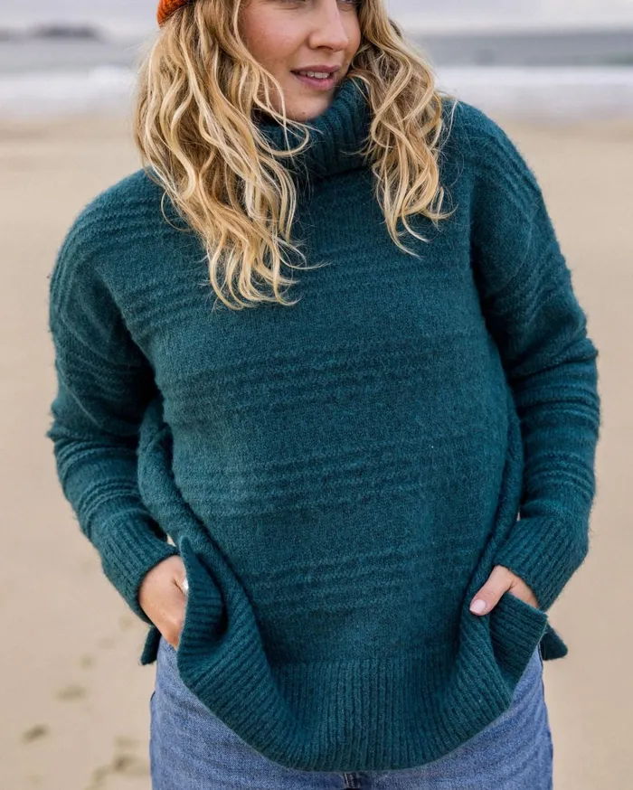 Passenger Tops Women Snug Recycled Polo Neck Knitted Jumper Mediterranean Mediterranean