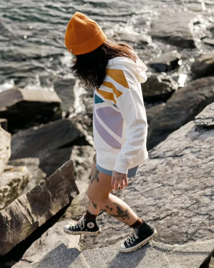 Passenger Tops Women Sunsets Organic Cotton Hoodie Marshmallow Marshmallow