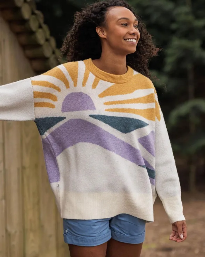 Passenger Tops Women Sunsets Recycled Oversized Knitted Jumper Marshmallow Marshmallow
