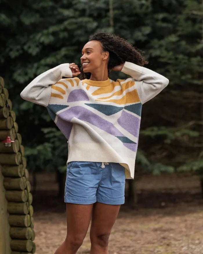 Passenger Tops Women Sunsets Recycled Oversized Knitted Jumper Marshmallow Marshmallow