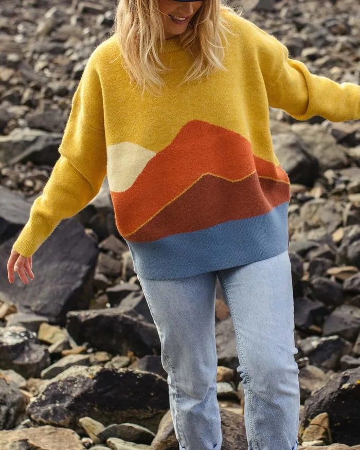 Passenger Tops Women Vista Recycled Knitted Jumper Amber Gold Amber Gold