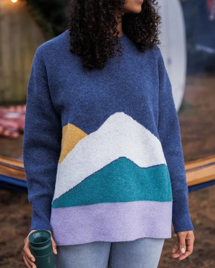 Passenger Tops Women Vista Recycled Knitted Jumper Dark Denim Dark Denim