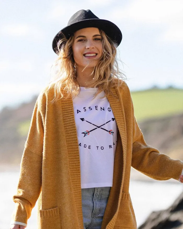 Passenger Tops Women West Coast Recycled Knitted Cardigan Sunset Yellow Marl Sunset Yellow Marl