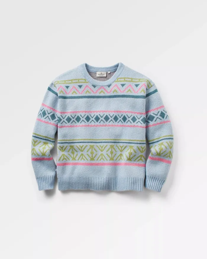 Passenger Tops Women Whimsical Recycled Knitted Jumper Homespun Stripe Blue Fog Homespun Stripe Blue Fog
