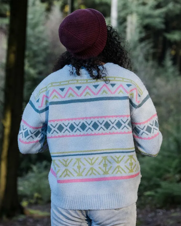 Passenger Tops Women Whimsical Recycled Knitted Jumper Homespun Stripe Blue Fog Homespun Stripe Blue Fog
