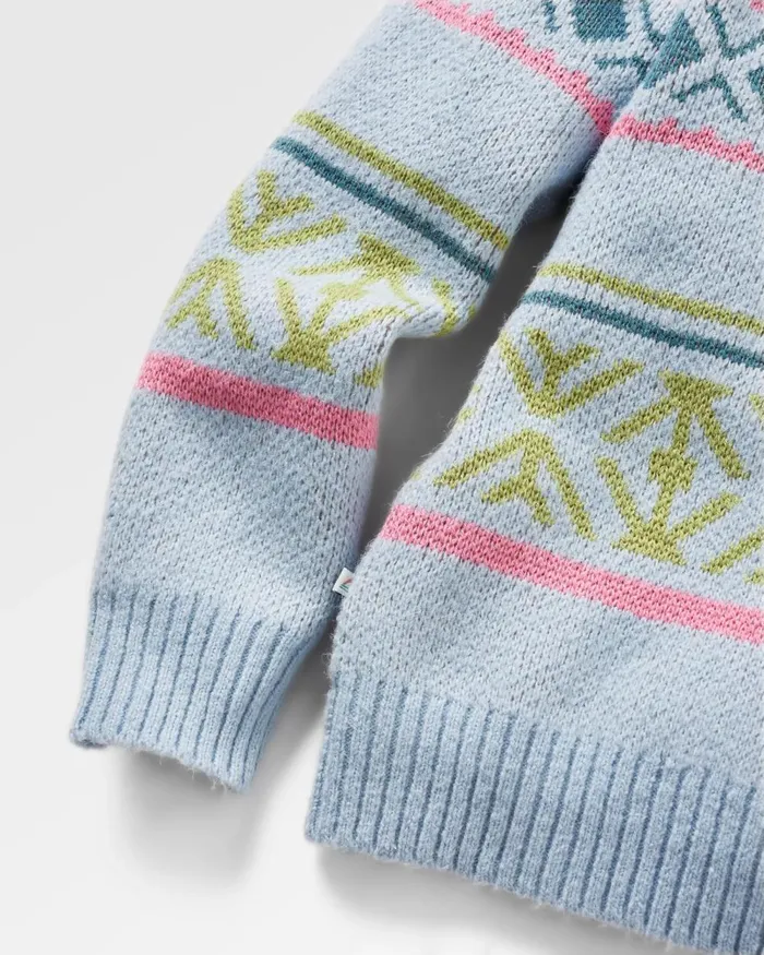 Passenger Tops Women Whimsical Recycled Knitted Jumper Homespun Stripe Blue Fog Homespun Stripe Blue Fog
