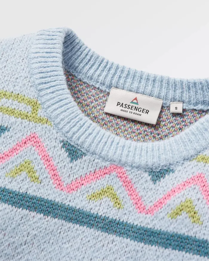 Passenger Tops Women Whimsical Recycled Knitted Jumper Homespun Stripe Blue Fog Homespun Stripe Blue Fog