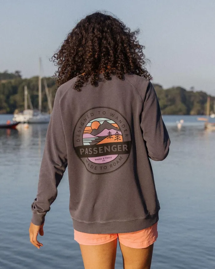 Passenger Tops Women Wilds Recycled Cotton Oversized Sweatshirt Charcoal Charcoal