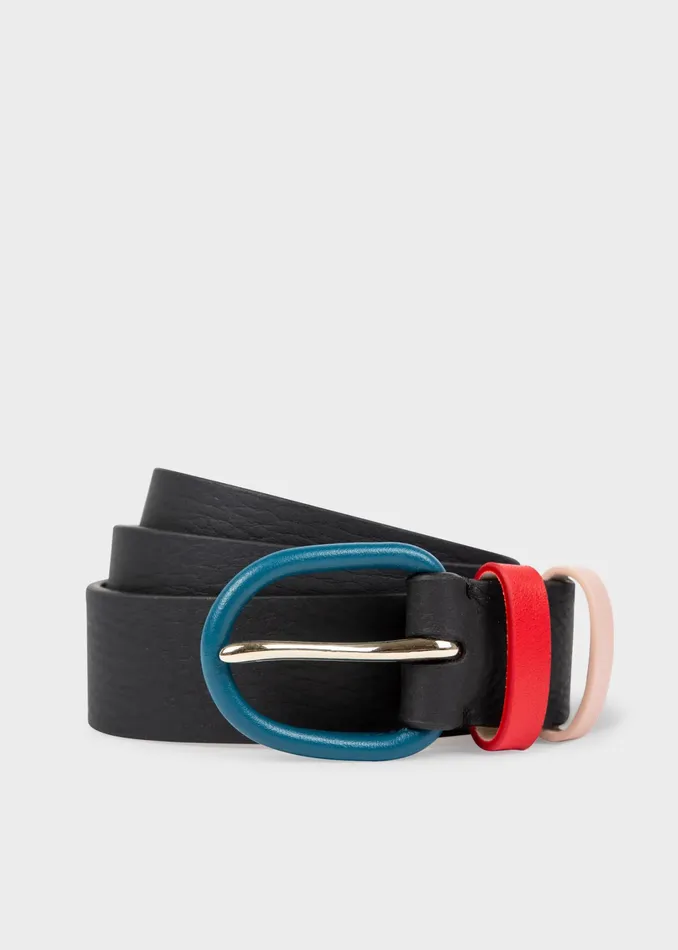 Paul Smith Belts Womens Black Leather Belt With Contrast Buckle Black