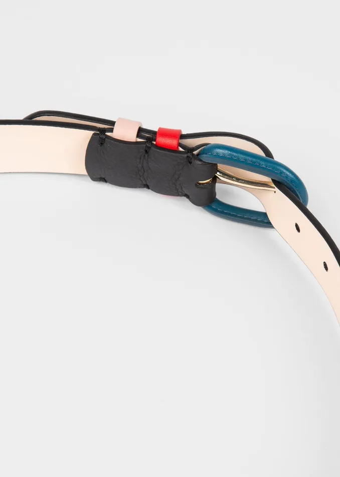 Paul Smith Belts Womens Black Leather Belt With Contrast Buckle Black