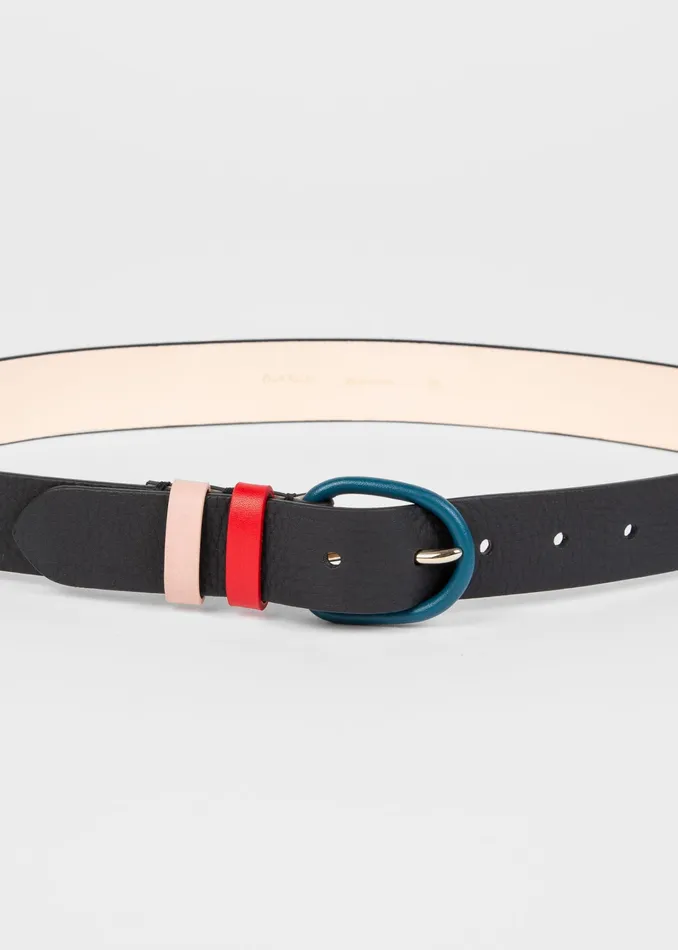 Paul Smith Belts Womens Black Leather Belt With Contrast Buckle Black
