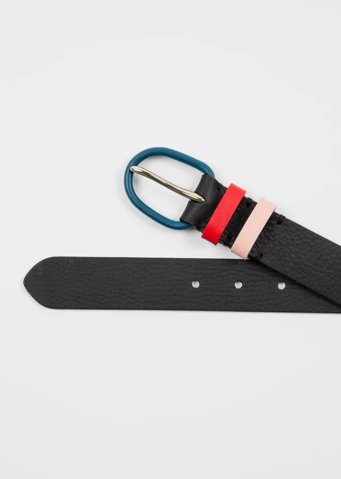 Paul Smith Belts Womens Black Leather Belt With Contrast Buckle Black