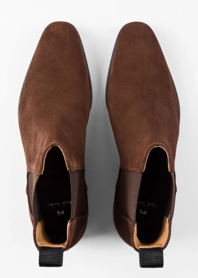 Paul Smith Boots Mens Dark Brown Suede 039Gerald039 Chelsea Boots Dark Brown
