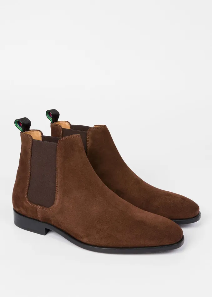 Paul Smith Boots Mens Dark Brown Suede 039Gerald039 Chelsea Boots Dark Brown