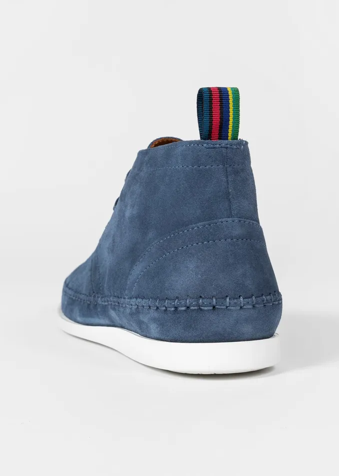 Paul Smith Boots Mens Washed Blue Suede 039Neon039 Boots Light Blue