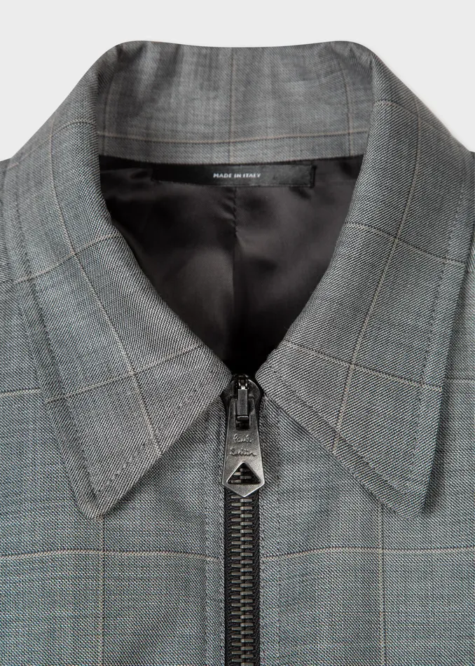 Paul Smith Coats and Jackets Womens Grey Windowpane Check Wool Bomber Jacket Grey