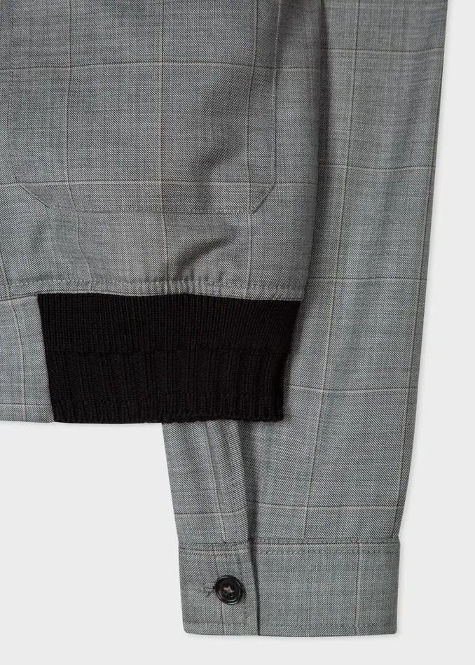 Paul Smith Coats and Jackets Womens Grey Windowpane Check Wool Bomber Jacket Grey