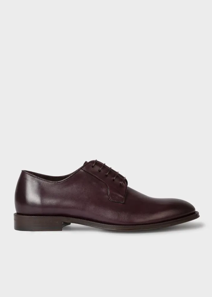 Paul Smith Derby Shoes Mens Dark Purple Leather 039Chester039 Flexible Travel Shoes Purple