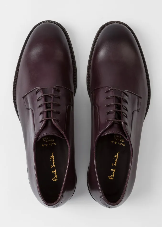 Paul Smith Derby Shoes Mens Dark Purple Leather 039Chester039 Flexible Travel Shoes Purple
