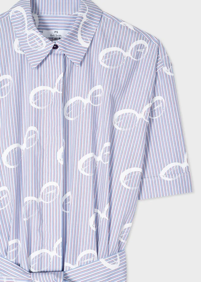 Paul Smith Dresses Womens Blue Pinstripe 039Sunglasses039 Shirt Dress Blue