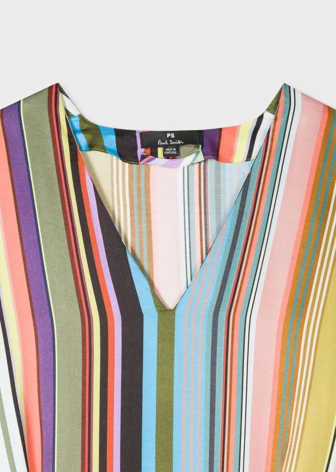 Paul Smith Dresses Womens MultiStripe VNeck Midi Dress Multicolour