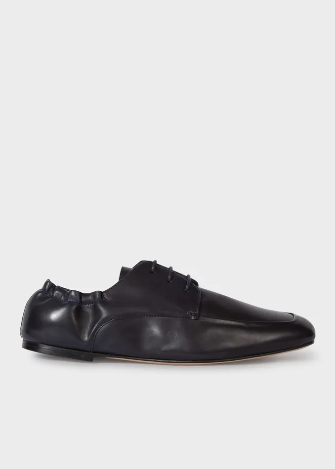 Paul Smith Flats Womens Navy Leather 039Palmer039 Derby Shoes With Elasticated Back Navy