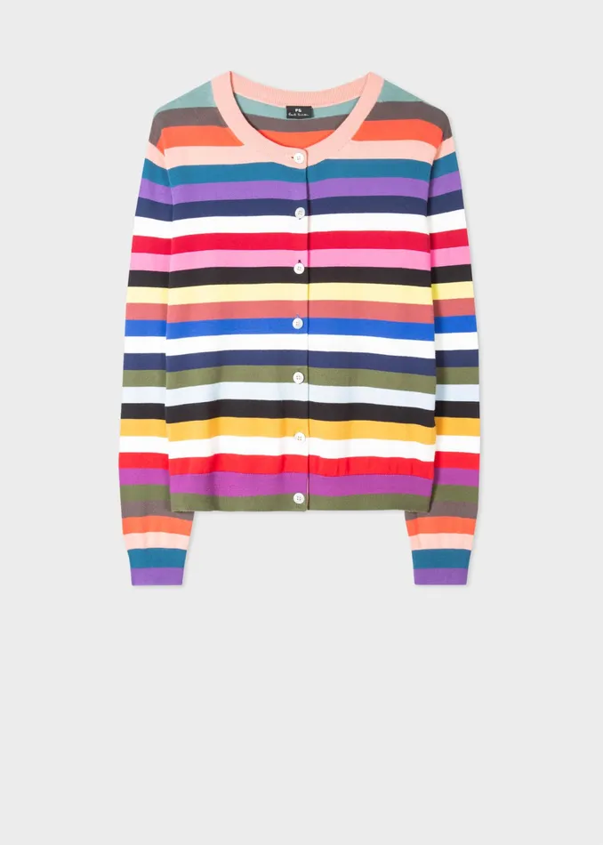 Paul Smith Knitwear Womens MultiColour Stripe Cotton Cardigan Multicolour