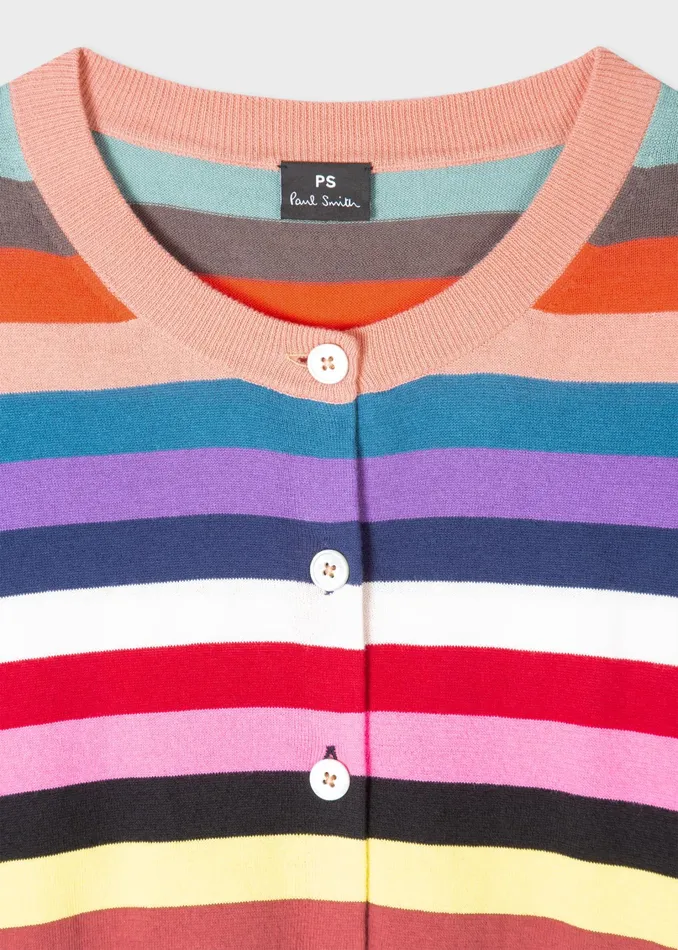 Paul Smith Knitwear Womens MultiColour Stripe Cotton Cardigan Multicolour