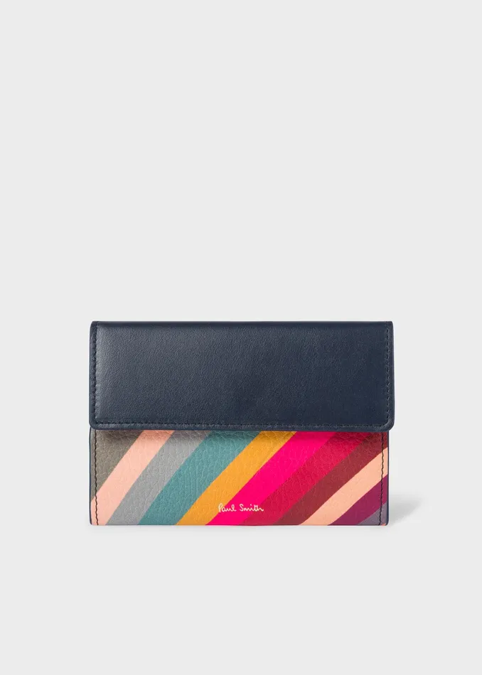 Paul Smith Purses Womens Navy 039Swirl039 Leather Medium Zip Pouch Swirl