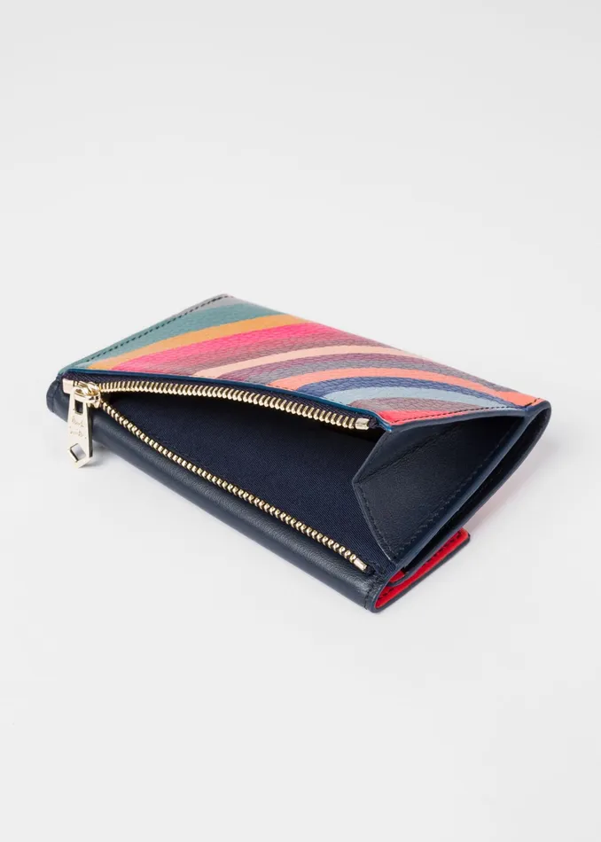 Paul Smith Purses Womens Navy 039Swirl039 Leather Medium Zip Pouch Swirl