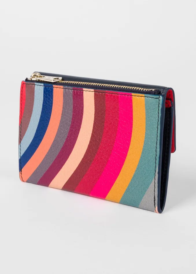 Paul Smith Purses Womens Navy 039Swirl039 Leather Medium Zip Pouch Swirl