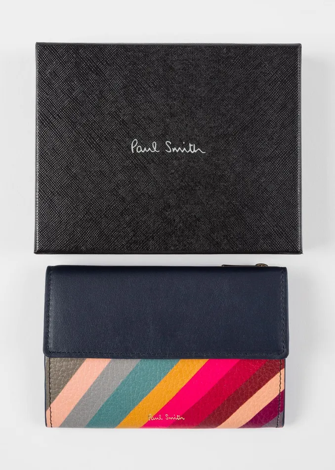Paul Smith Purses Womens Navy 039Swirl039 Leather Medium Zip Pouch Swirl