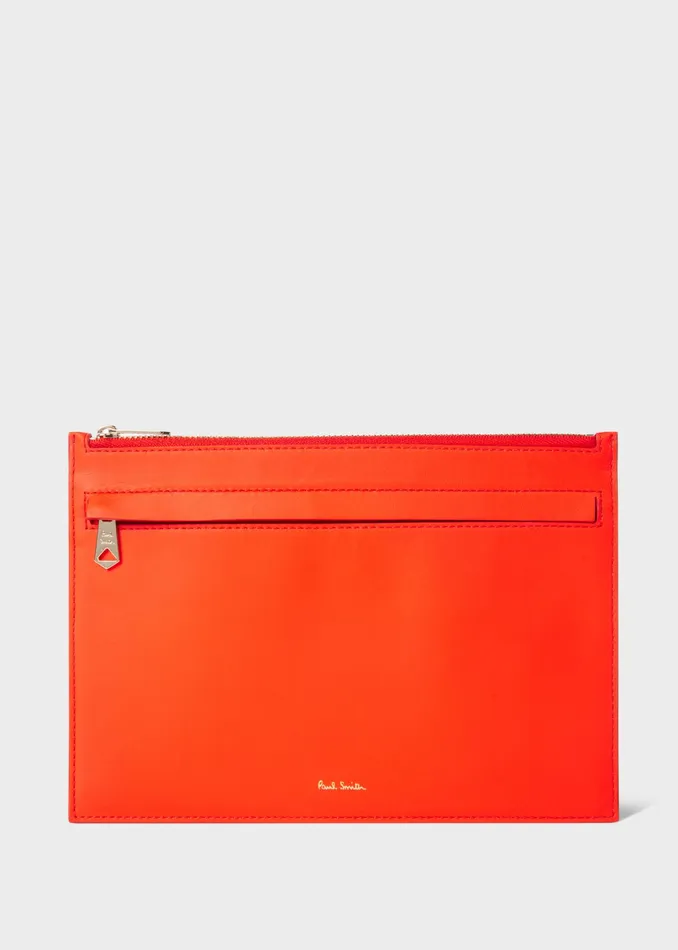 Paul Smith Purses Womens Orange Leather Purse Pouch Orange