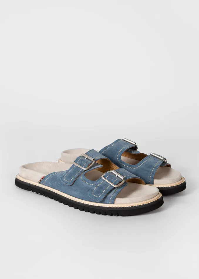 Paul Smith Sandals Mens Washed Blue Suede 039Phoenix039 Sandals Blue