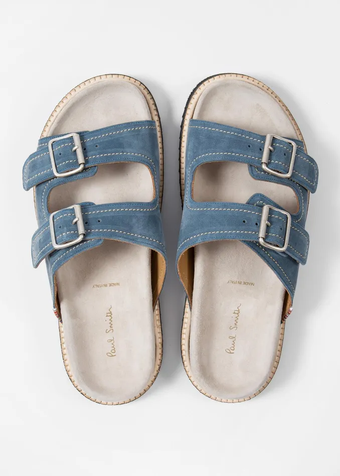 Paul Smith Sandals Mens Washed Blue Suede 039Phoenix039 Sandals Blue