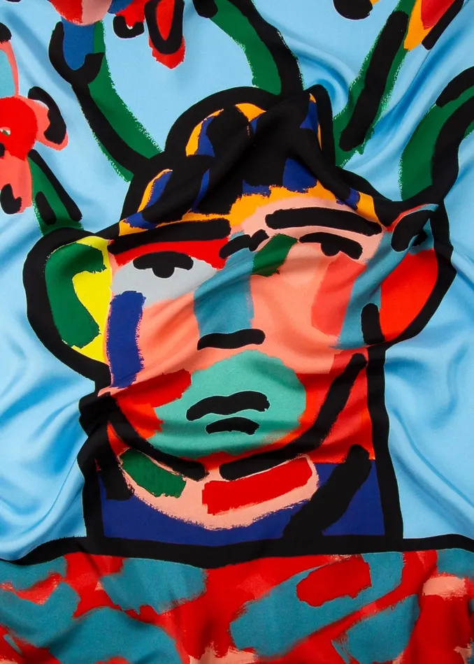 Paul Smith Scarves WomensMens Paul Smith X John Booth 8211 039Head039 Print Silk Scarf Multicolour