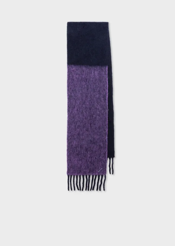 Paul Smith Scarves Womens Navy Scarf With Contrast Purple Detail Navy