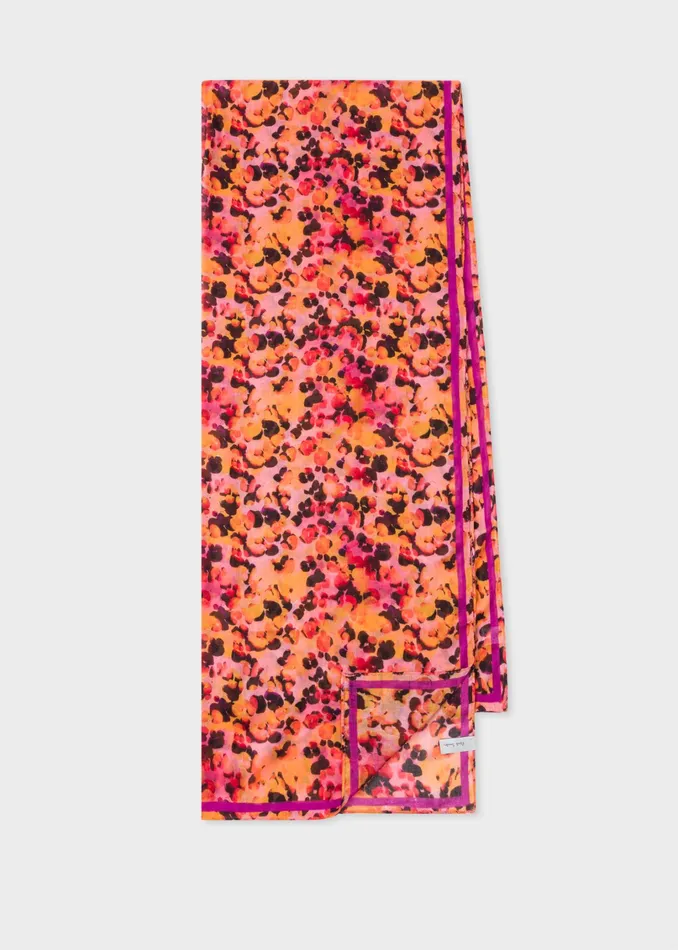 Paul Smith Scarves Womens Raspberry 039Blur Leopard039 Print Scarf Raspberry