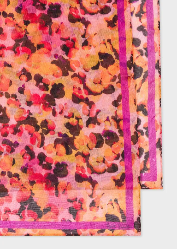 Paul Smith Scarves Womens Raspberry 039Blur Leopard039 Print Scarf Raspberry