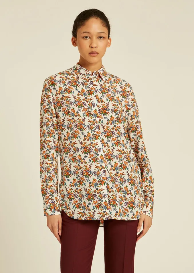 Paul Smith Shirts Womens Cream 039Mabel Floral039 Print Silk Shirt Cream