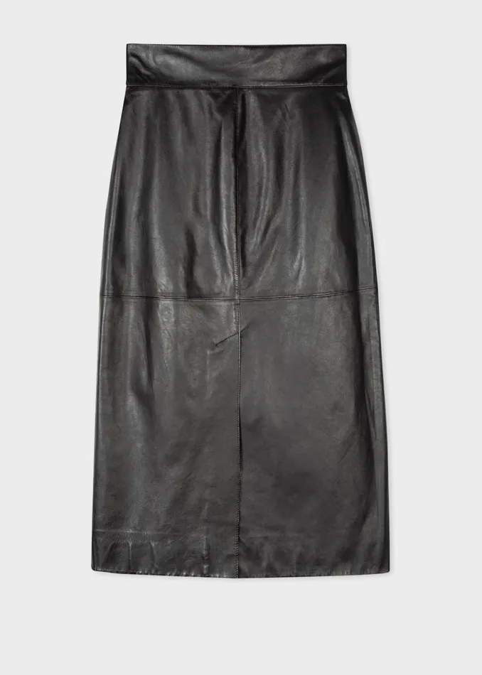 Paul Smith Skirts Womens Black Leather Skirt Black